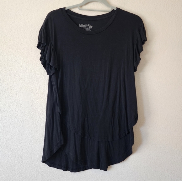 Latched Mama Black Layered Nursing Top S - Picture 2 of 4